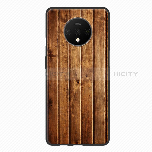 Coque Silicone Motif de Grain de Bois Souple Couleur Unie pour OnePlus 7T Plus