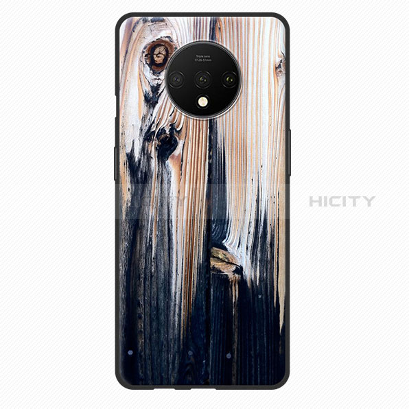 Coque Silicone Motif de Grain de Bois Souple Couleur Unie pour OnePlus 7T Plus