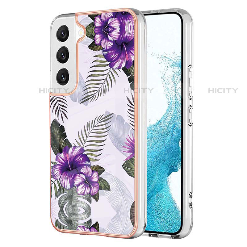 Coque Silicone Motif Fantaisie Souple Couleur Unie Etui Housse A01 pour Samsung Galaxy S21 5G Violet Plus