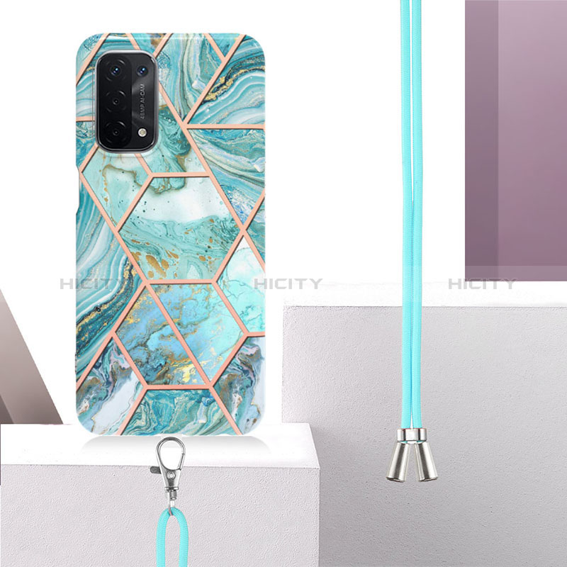 Coque Silicone Motif Fantaisie Souple Couleur Unie Etui Housse avec Laniere Strap Y01B pour Oppo A54 5G Plus