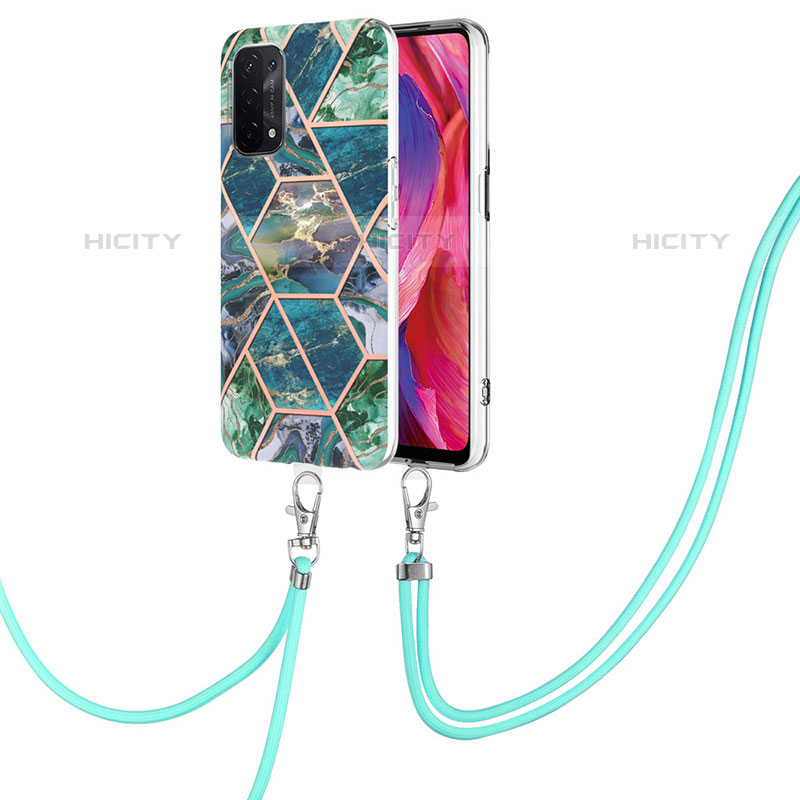 Coque Silicone Motif Fantaisie Souple Couleur Unie Etui Housse avec Laniere Strap Y01B pour Oppo A93 5G Plus