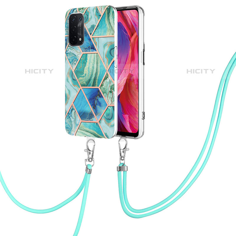 Coque Silicone Motif Fantaisie Souple Couleur Unie Etui Housse avec Laniere Strap Y01B pour Oppo A93 5G Plus