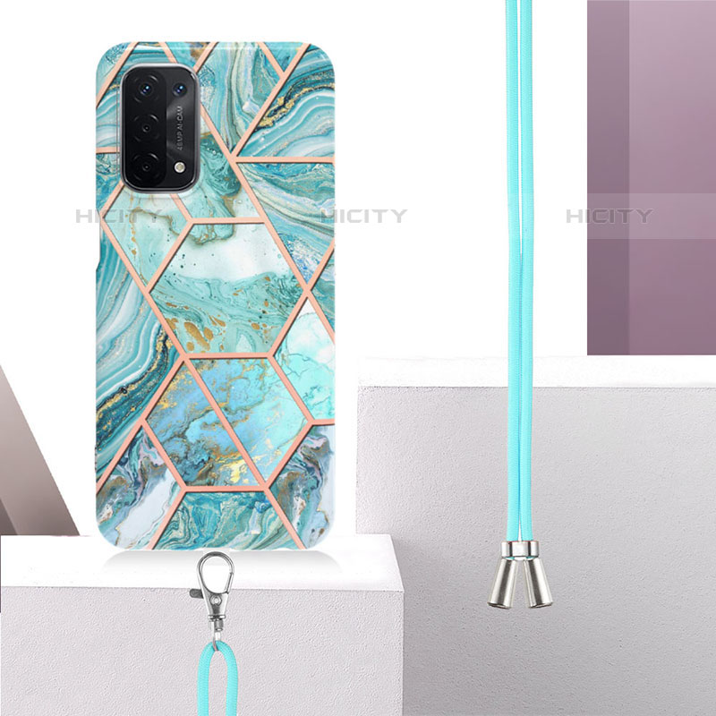 Coque Silicone Motif Fantaisie Souple Couleur Unie Etui Housse avec Laniere Strap Y01B pour Oppo A93 5G Plus