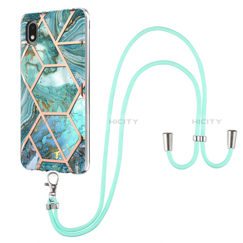 Coque Silicone Motif Fantaisie Souple Couleur Unie Etui Housse avec Laniere Strap Y01B pour Samsung Galaxy A01 Core Plus