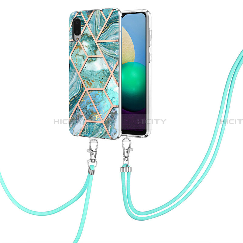 Coque Silicone Motif Fantaisie Souple Couleur Unie Etui Housse avec Laniere Strap Y01B pour Samsung Galaxy A02 Plus