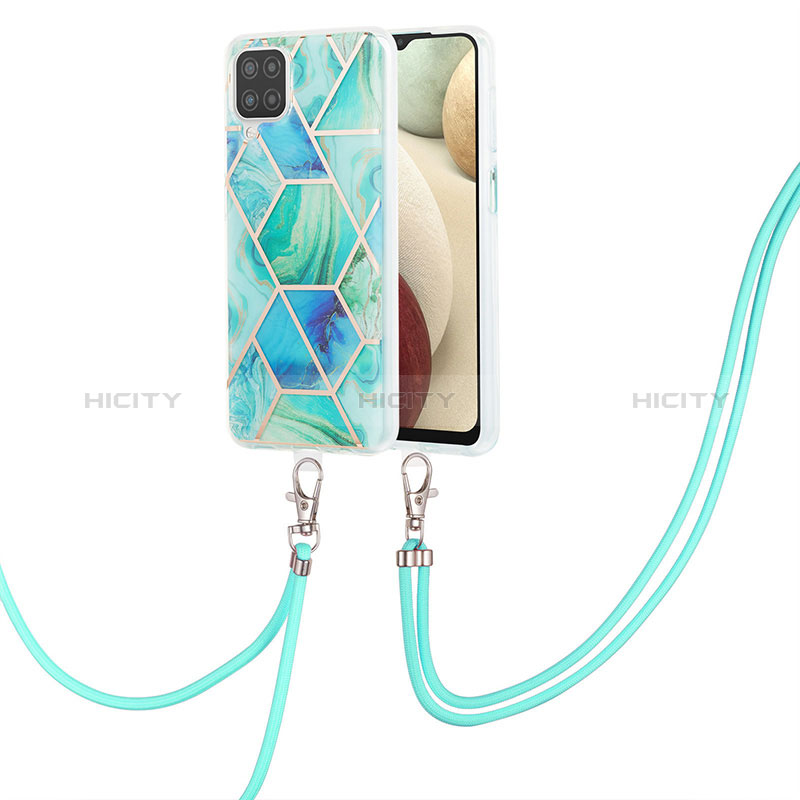 Coque Silicone Motif Fantaisie Souple Couleur Unie Etui Housse avec Laniere Strap Y01B pour Samsung Galaxy A12 5G Plus