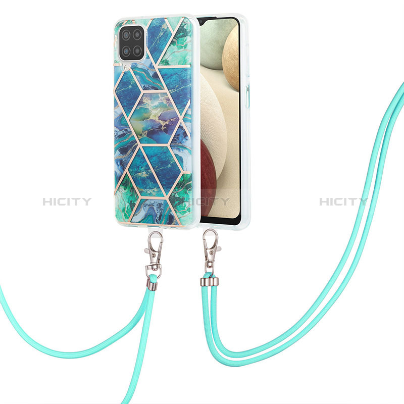 Coque Silicone Motif Fantaisie Souple Couleur Unie Etui Housse avec Laniere Strap Y01B pour Samsung Galaxy A12 Plus