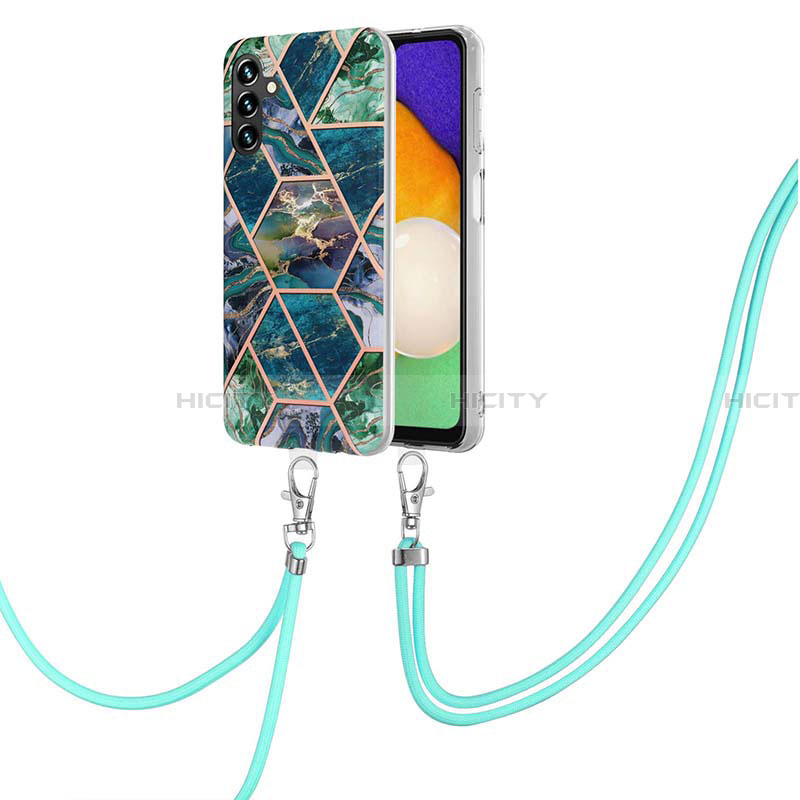 Coque Silicone Motif Fantaisie Souple Couleur Unie Etui Housse avec Laniere Strap Y01B pour Samsung Galaxy A13 5G Plus