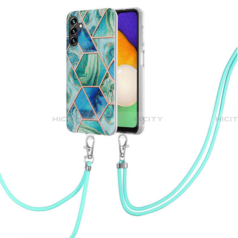 Coque Silicone Motif Fantaisie Souple Couleur Unie Etui Housse avec Laniere Strap Y01B pour Samsung Galaxy A13 5G Plus