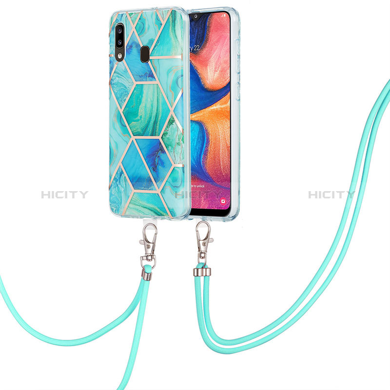 Coque Silicone Motif Fantaisie Souple Couleur Unie Etui Housse avec Laniere Strap Y01B pour Samsung Galaxy A20 Plus