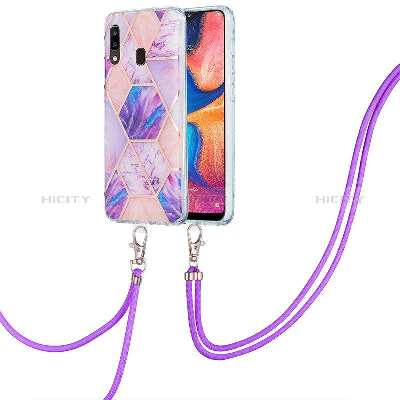 Coque Silicone Motif Fantaisie Souple Couleur Unie Etui Housse avec Laniere Strap Y01B pour Samsung Galaxy A20 Plus