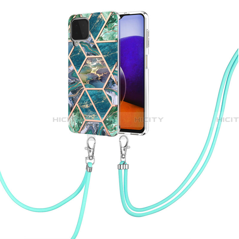 Coque Silicone Motif Fantaisie Souple Couleur Unie Etui Housse avec Laniere Strap Y01B pour Samsung Galaxy A22 4G Plus