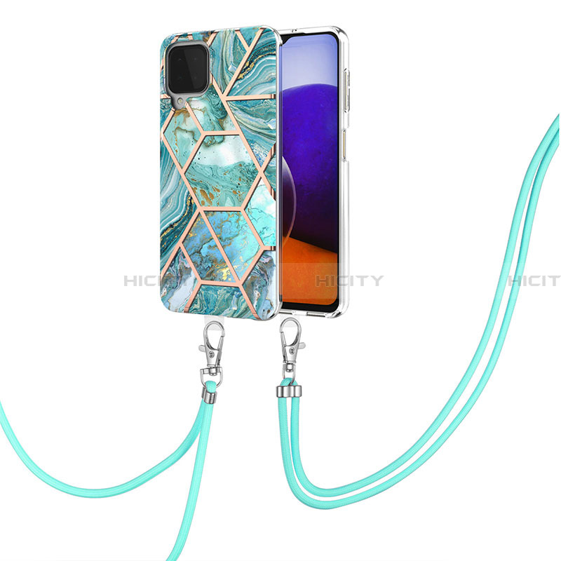 Coque Silicone Motif Fantaisie Souple Couleur Unie Etui Housse avec Laniere Strap Y01B pour Samsung Galaxy A22 4G Plus