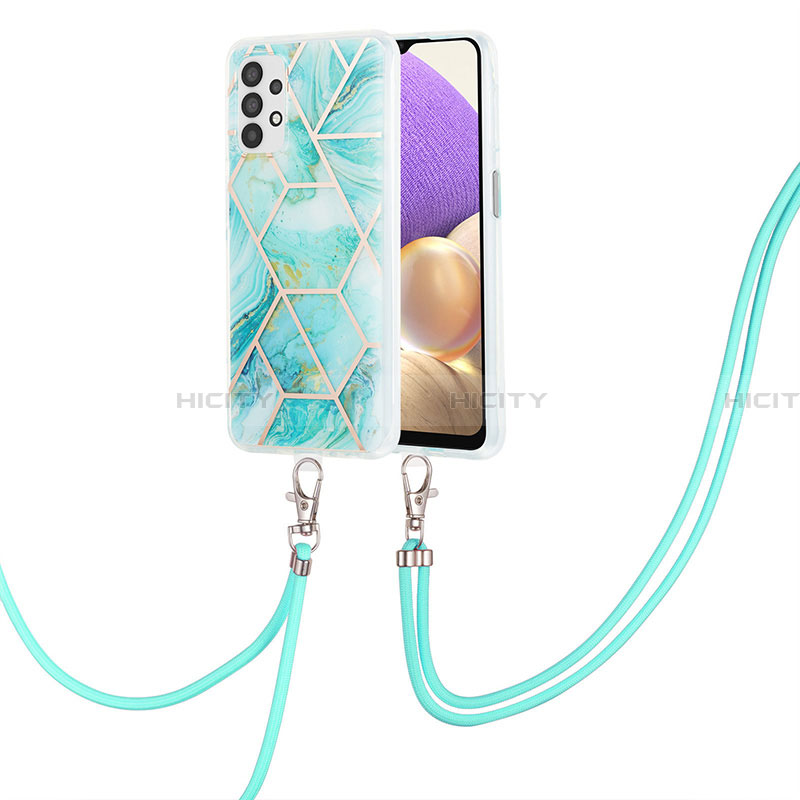 Coque Silicone Motif Fantaisie Souple Couleur Unie Etui Housse avec Laniere Strap Y01B pour Samsung Galaxy A23 4G Pastel Vert Plus