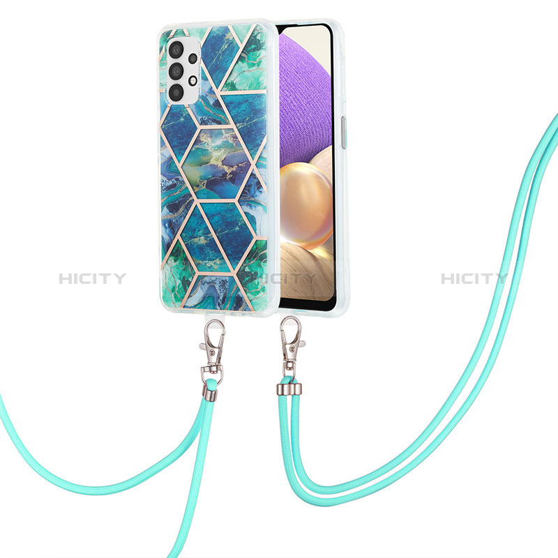 Coque Silicone Motif Fantaisie Souple Couleur Unie Etui Housse avec Laniere Strap Y01B pour Samsung Galaxy A23 5G Vert Nuit Plus