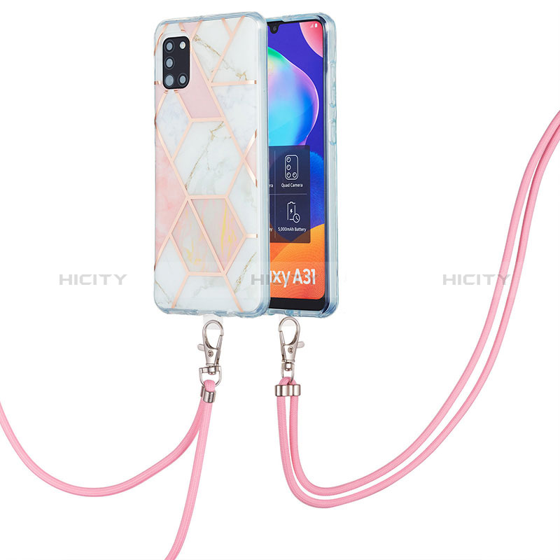 Coque Silicone Motif Fantaisie Souple Couleur Unie Etui Housse avec Laniere Strap Y01B pour Samsung Galaxy A31 Plus