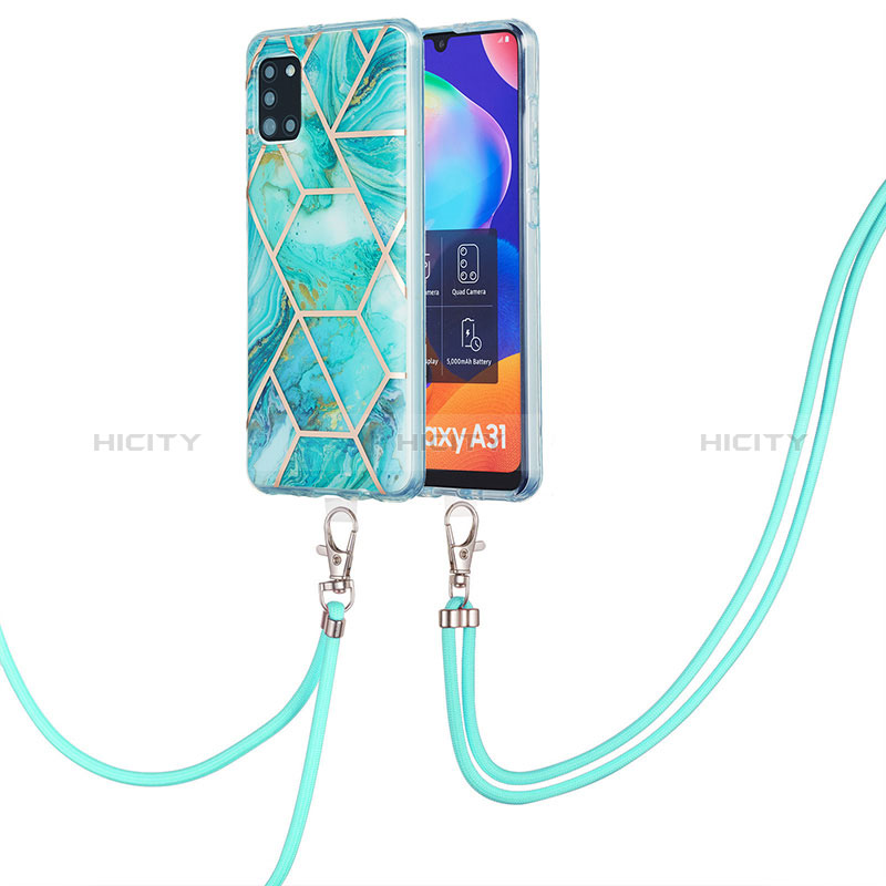 Coque Silicone Motif Fantaisie Souple Couleur Unie Etui Housse avec Laniere Strap Y01B pour Samsung Galaxy A31 Plus