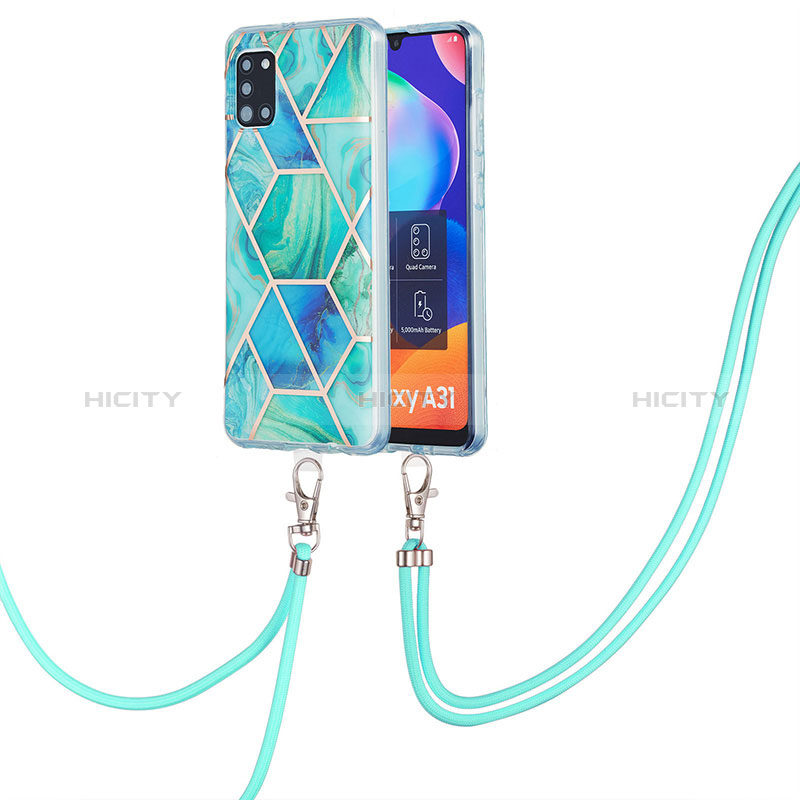 Coque Silicone Motif Fantaisie Souple Couleur Unie Etui Housse avec Laniere Strap Y01B pour Samsung Galaxy A31 Plus