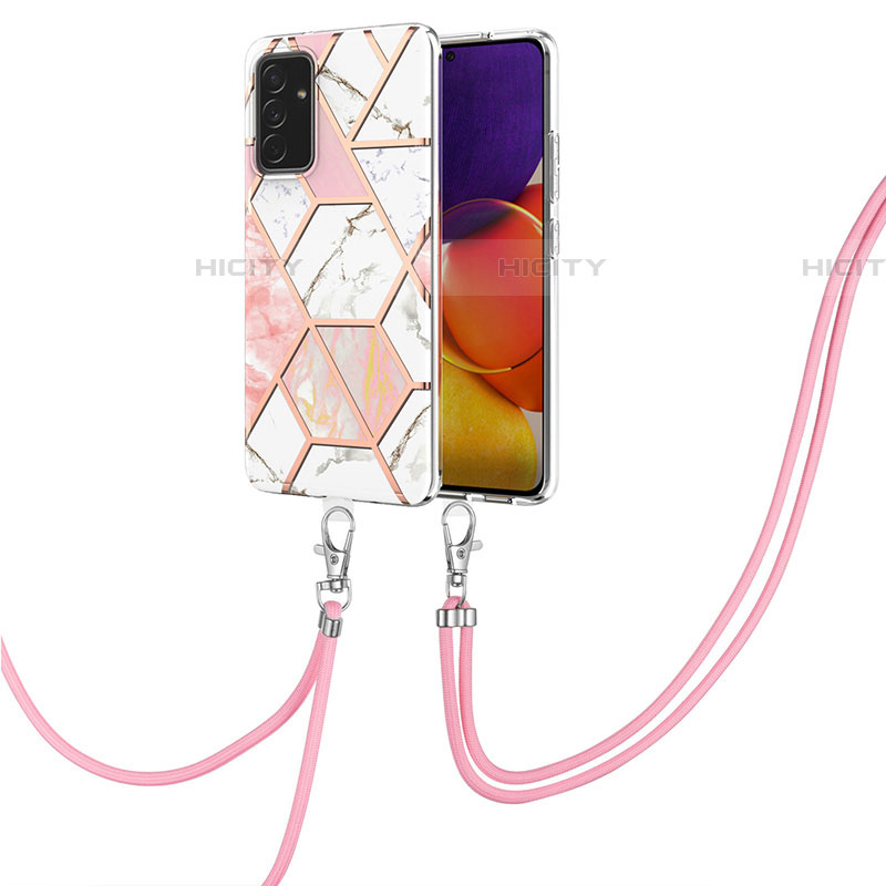 Coque Silicone Motif Fantaisie Souple Couleur Unie Etui Housse avec Laniere Strap Y01B pour Samsung Galaxy A34 5G Plus