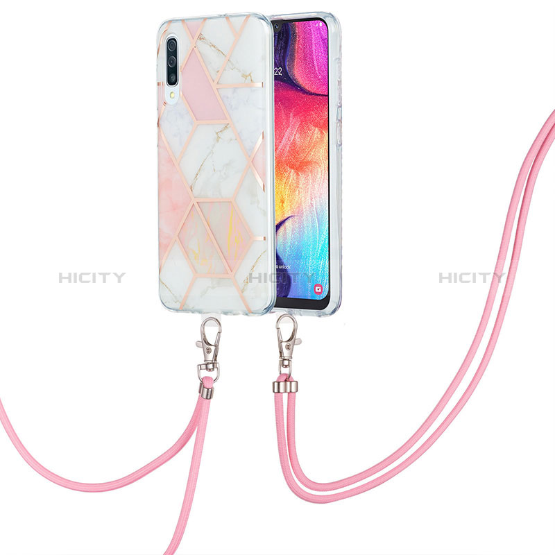 Coque Silicone Motif Fantaisie Souple Couleur Unie Etui Housse avec Laniere Strap Y01B pour Samsung Galaxy A50 Plus