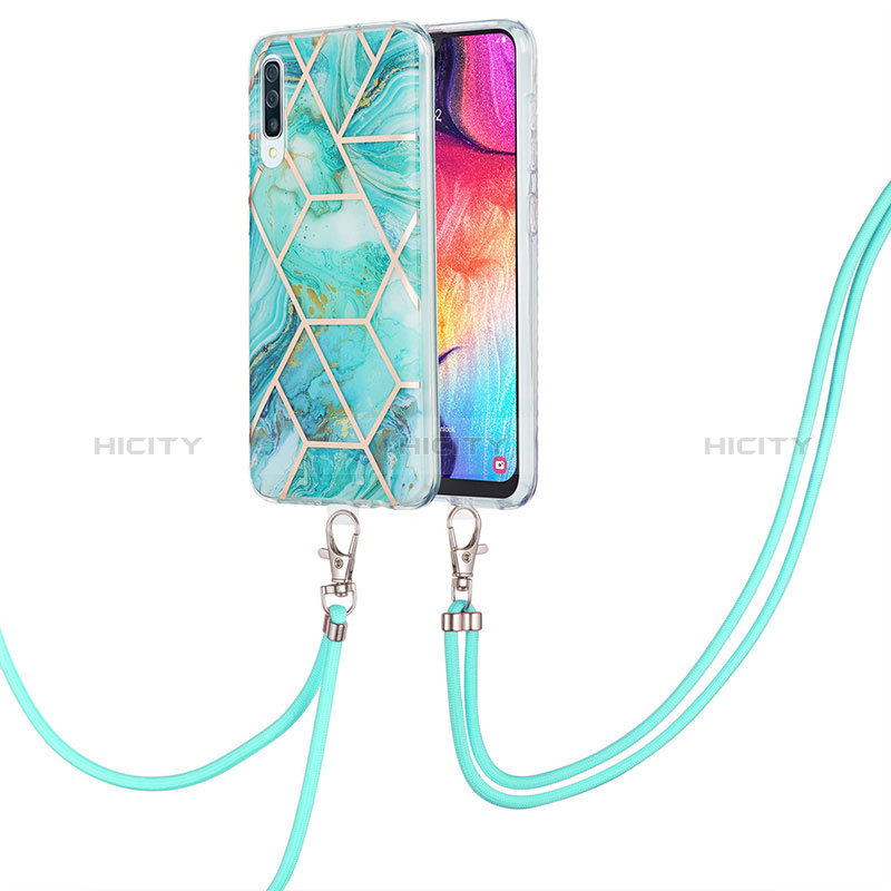 Coque Silicone Motif Fantaisie Souple Couleur Unie Etui Housse avec Laniere Strap Y01B pour Samsung Galaxy A50 Plus