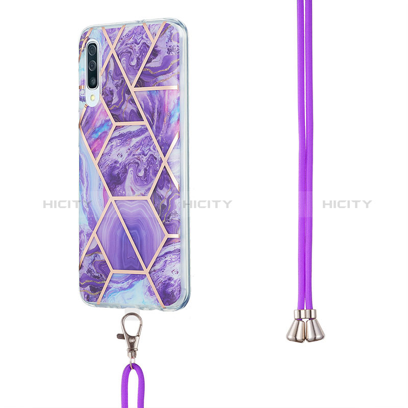 Coque Silicone Motif Fantaisie Souple Couleur Unie Etui Housse avec Laniere Strap Y01B pour Samsung Galaxy A50 Plus