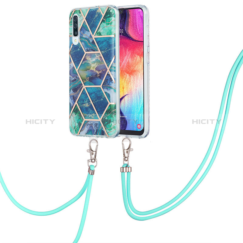 Coque Silicone Motif Fantaisie Souple Couleur Unie Etui Housse avec Laniere Strap Y01B pour Samsung Galaxy A50S Plus