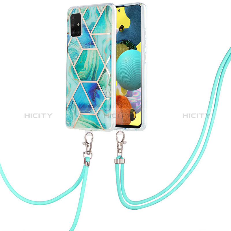 Coque Silicone Motif Fantaisie Souple Couleur Unie Etui Housse avec Laniere Strap Y01B pour Samsung Galaxy A51 5G Plus