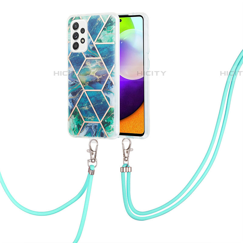 Coque Silicone Motif Fantaisie Souple Couleur Unie Etui Housse avec Laniere Strap Y01B pour Samsung Galaxy A52 5G Plus