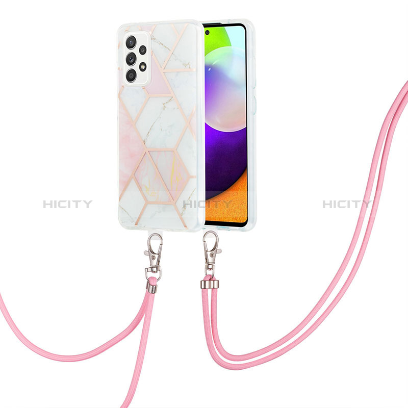 Coque Silicone Motif Fantaisie Souple Couleur Unie Etui Housse avec Laniere Strap Y01B pour Samsung Galaxy A52s 5G Plus