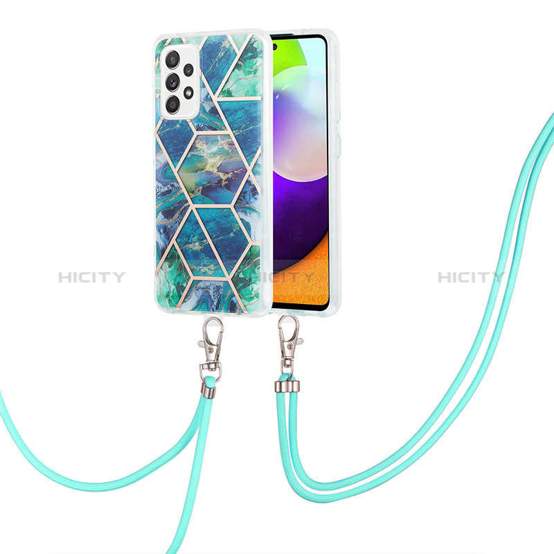 Coque Silicone Motif Fantaisie Souple Couleur Unie Etui Housse avec Laniere Strap Y01B pour Samsung Galaxy A52s 5G Plus