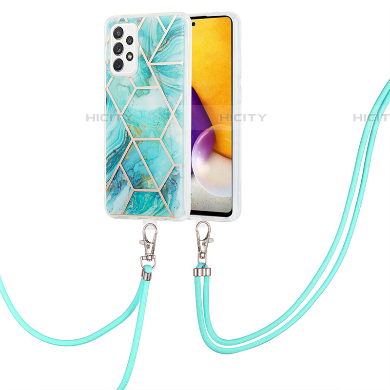 Coque Silicone Motif Fantaisie Souple Couleur Unie Etui Housse avec Laniere Strap Y01B pour Samsung Galaxy A53 5G Pastel Vert Plus