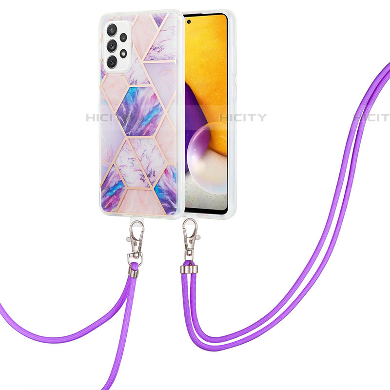 Coque Silicone Motif Fantaisie Souple Couleur Unie Etui Housse avec Laniere Strap Y01B pour Samsung Galaxy A53 5G Plus