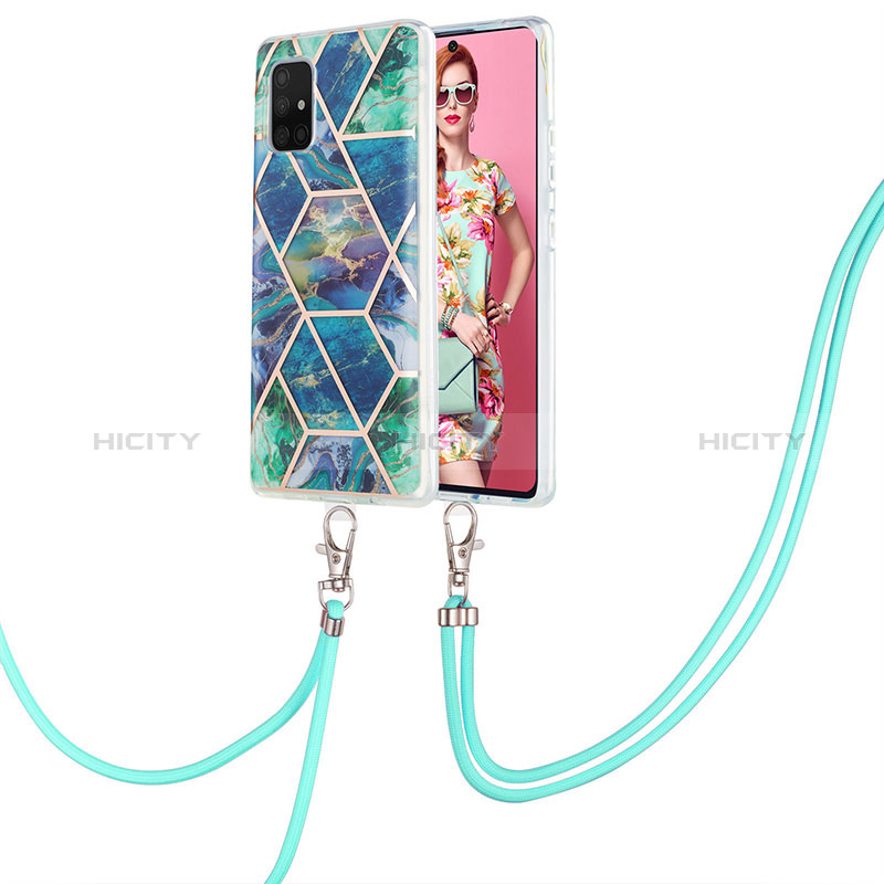 Coque Silicone Motif Fantaisie Souple Couleur Unie Etui Housse avec Laniere Strap Y01B pour Samsung Galaxy A71 4G A715 Plus