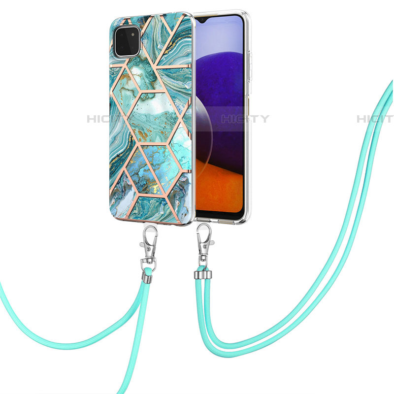 Coque Silicone Motif Fantaisie Souple Couleur Unie Etui Housse avec Laniere Strap Y01B pour Samsung Galaxy F42 5G Plus