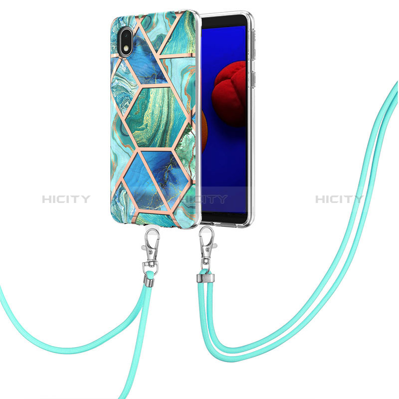 Coque Silicone Motif Fantaisie Souple Couleur Unie Etui Housse avec Laniere Strap Y01B pour Samsung Galaxy M01 Core Plus