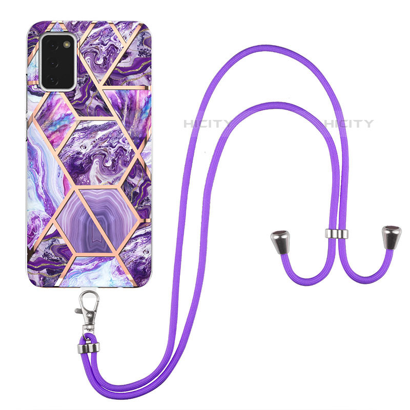 Coque Silicone Motif Fantaisie Souple Couleur Unie Etui Housse avec Laniere Strap Y01B pour Samsung Galaxy M02s Plus