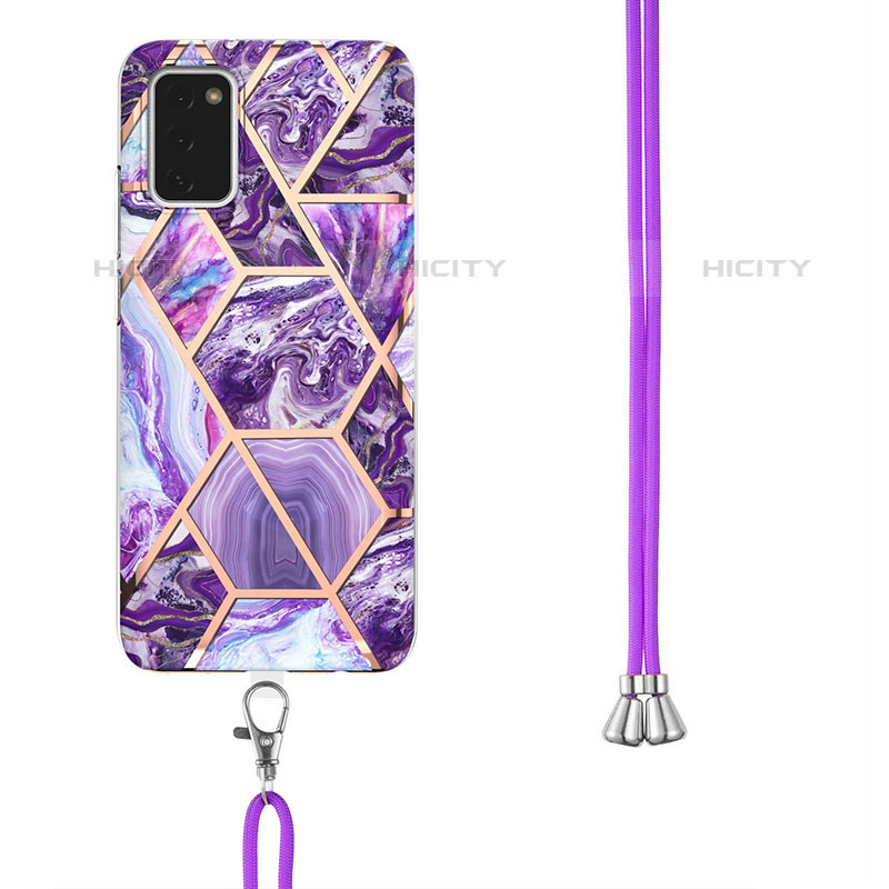 Coque Silicone Motif Fantaisie Souple Couleur Unie Etui Housse avec Laniere Strap Y01B pour Samsung Galaxy M02s Plus