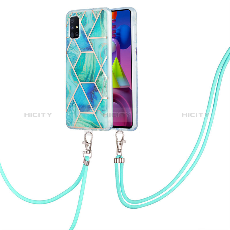 Coque Silicone Motif Fantaisie Souple Couleur Unie Etui Housse avec Laniere Strap Y01B pour Samsung Galaxy M51 Plus