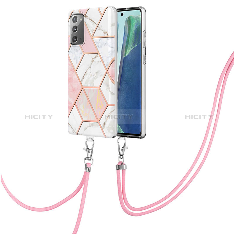 Coque Silicone Motif Fantaisie Souple Couleur Unie Etui Housse avec Laniere Strap Y01B pour Samsung Galaxy Note 20 5G Plus