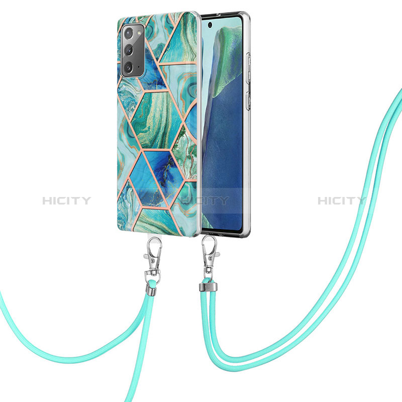 Coque Silicone Motif Fantaisie Souple Couleur Unie Etui Housse avec Laniere Strap Y01B pour Samsung Galaxy Note 20 5G Plus