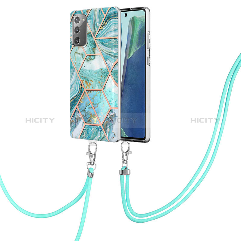 Coque Silicone Motif Fantaisie Souple Couleur Unie Etui Housse avec Laniere Strap Y01B pour Samsung Galaxy Note 20 5G Plus