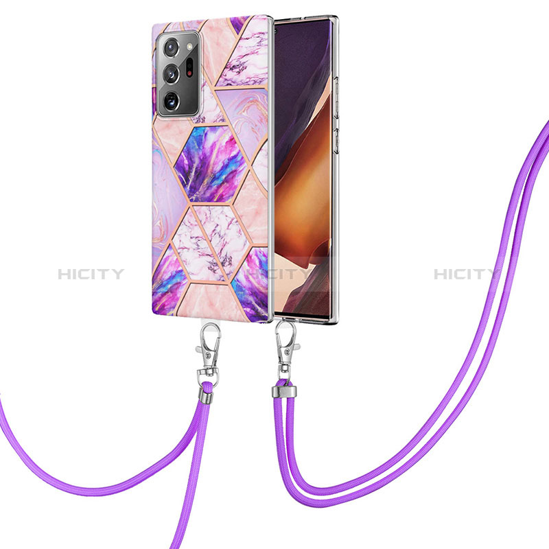 Coque Silicone Motif Fantaisie Souple Couleur Unie Etui Housse avec Laniere Strap Y01B pour Samsung Galaxy Note 20 Ultra 5G Plus