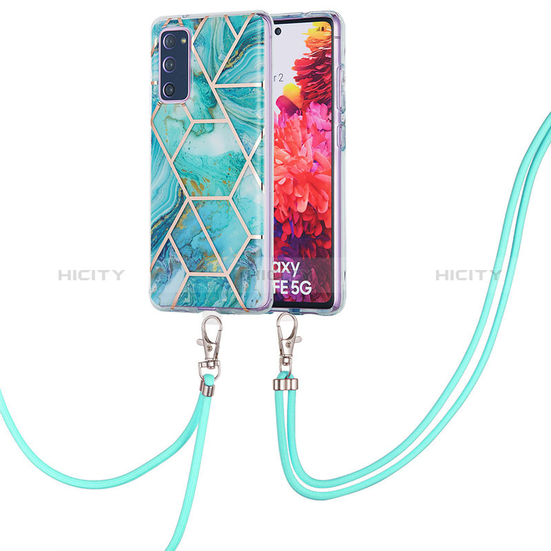 Coque Silicone Motif Fantaisie Souple Couleur Unie Etui Housse avec Laniere Strap Y01B pour Samsung Galaxy S20 FE 4G Plus