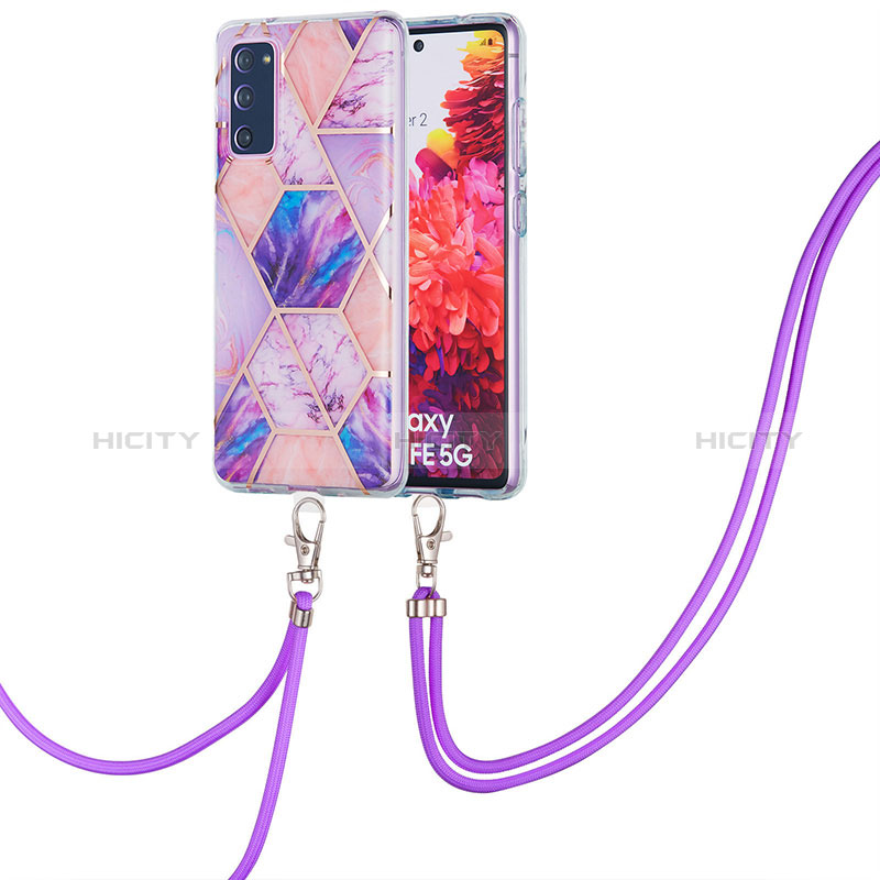 Coque Silicone Motif Fantaisie Souple Couleur Unie Etui Housse avec Laniere Strap Y01B pour Samsung Galaxy S20 FE 5G Plus