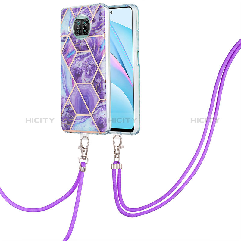 Coque Silicone Motif Fantaisie Souple Couleur Unie Etui Housse avec Laniere Strap Y01B pour Xiaomi Mi 10i 5G Violet Plus