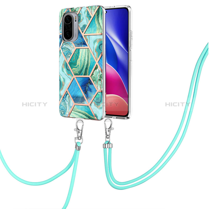 Coque Silicone Motif Fantaisie Souple Couleur Unie Etui Housse avec Laniere Strap Y01B pour Xiaomi Poco F3 5G Plus