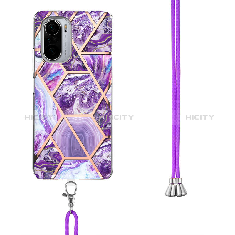 Coque Silicone Motif Fantaisie Souple Couleur Unie Etui Housse avec Laniere Strap Y01B pour Xiaomi Poco F3 5G Plus