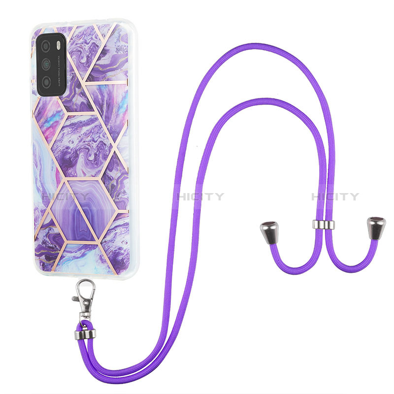 Coque Silicone Motif Fantaisie Souple Couleur Unie Etui Housse avec Laniere Strap Y01B pour Xiaomi Poco M3 Plus