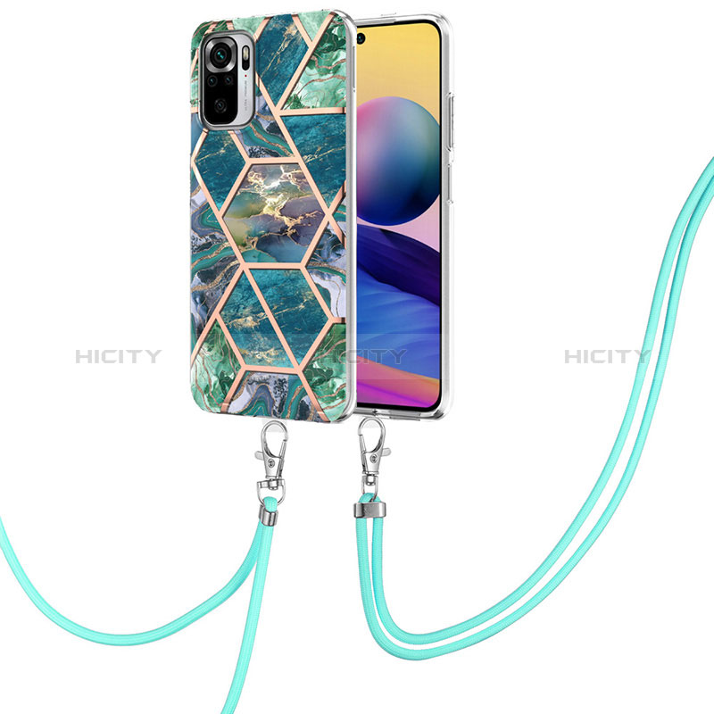 Coque Silicone Motif Fantaisie Souple Couleur Unie Etui Housse avec Laniere Strap Y01B pour Xiaomi Poco M5S Vert Nuit Plus